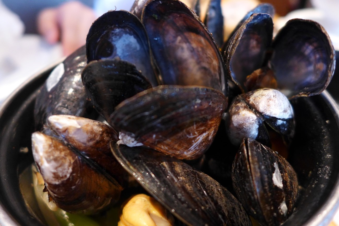 Dinner after a business negotiation in Brussels: mussels