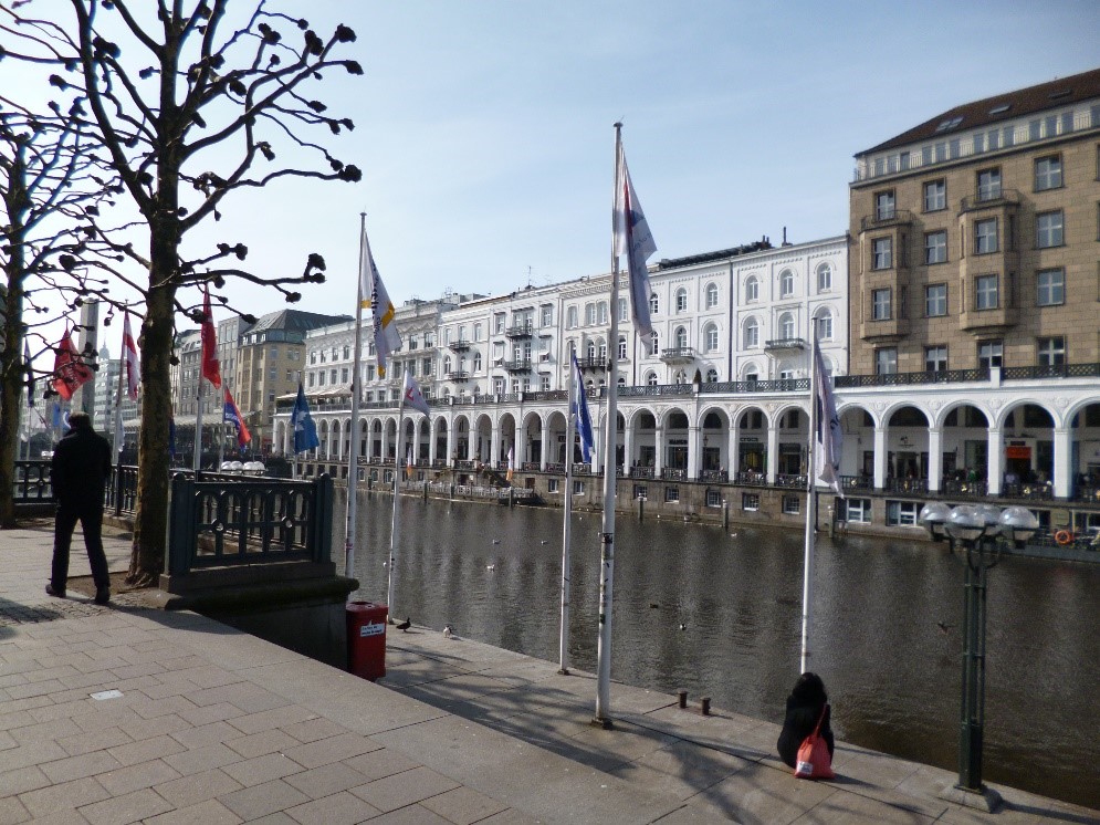 A view of Rathausmarkt (Town Hall Market) in Hamburg, Germany, This charming part of the city was covered with 70thoudand people just recently.